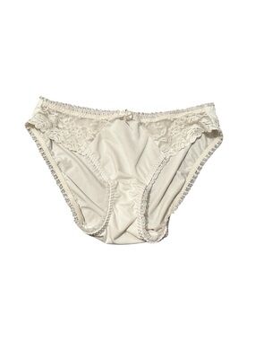 Vintage Fruit Of The Loom Silky Satin White Bikini Panty Lace Trim Bow